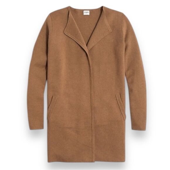 J. Crew Vanessa Sweater-Jacket Tan Camel Open Front Blazer Cardigan Size XXS - Picture 1 of 10